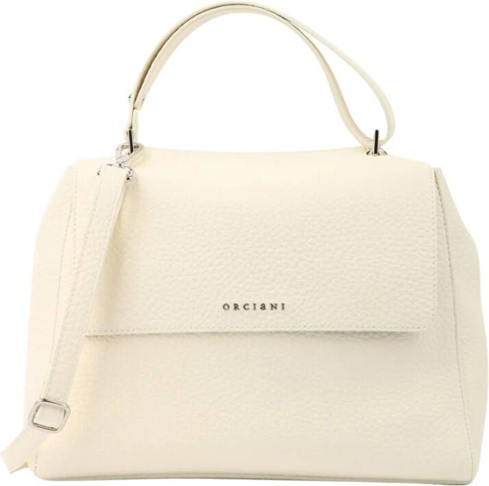 Orciani Middelgrote Sveva Soft Leren Schoudertas Beige Dames - Foto 14