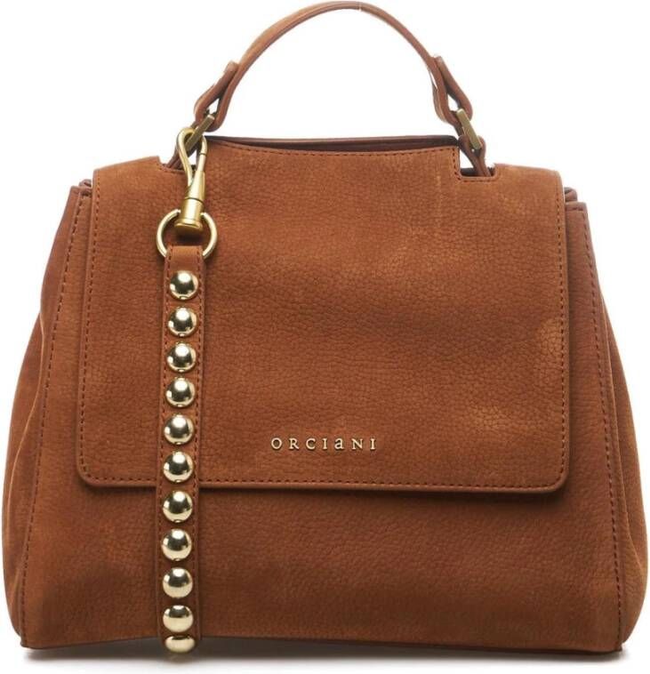 Orciani Kleine bruine suède leren handtas met afneembare schouderriem Bruin Dames