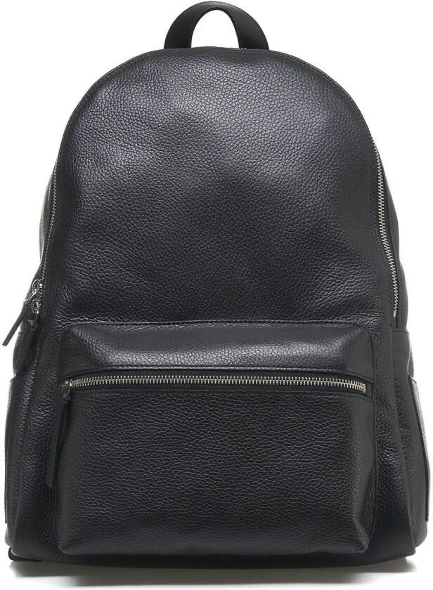 Orciani Zwarte leren rugzak Stijlvol & Praktisch Black Heren - Foto 4