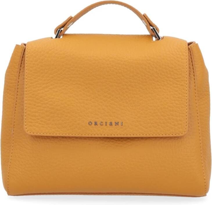 Orciani Italiaanse Nappa Leren Tas met Ritssluiting Orange Dames