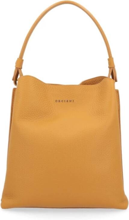 Orciani Beige Leren Dameshandtas met Meerdere Compartimenten Brown Dames