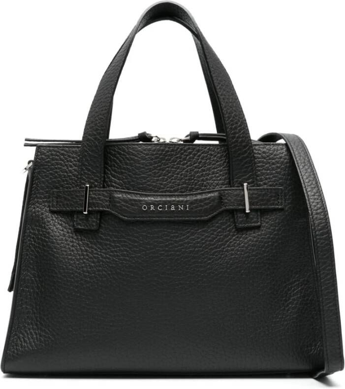 Orciani Zwarte kalfsleren tote tas met pebbled textuur Zwart Dames