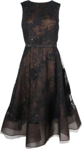 Oscar De La Renta Pre-owned Black lace midi dress with belt Zwart Dames