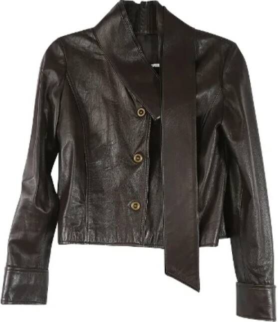 Oscar De La Renta Pre-owned Leather outerwear Bruin Dames
