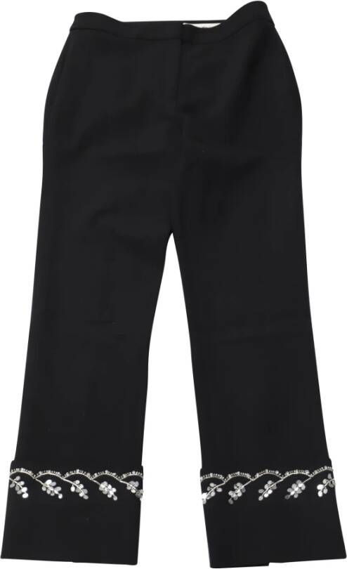 Oscar De La Renta Pre-owned Oscar De La Renta Tailored Pants in Black Wool Zwart Dames