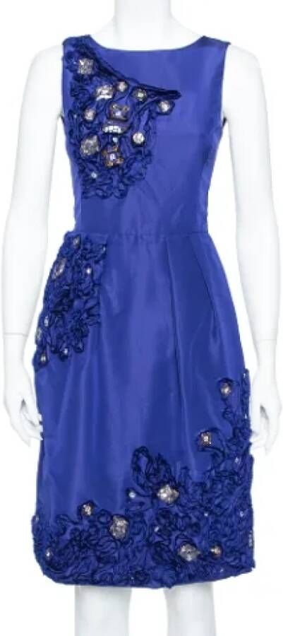 Oscar De La Renta Pre-owned Silk dresses Blauw Dames