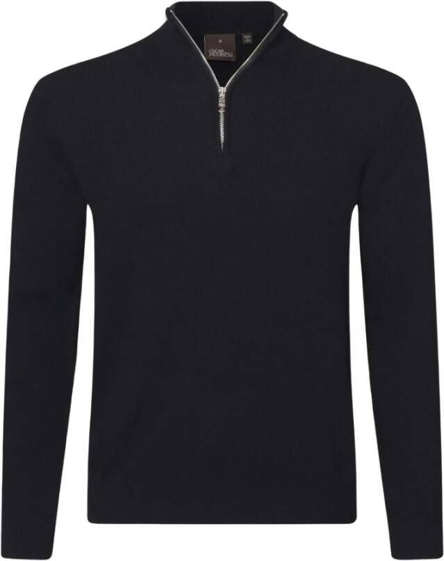 Oscar Jacobson Marineblauwe Half-Zip Gebreide Coltrui Blue Heren