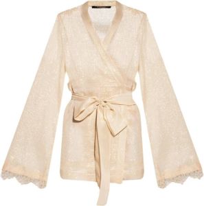 Oseree Short silk bathrobe Beige Dames