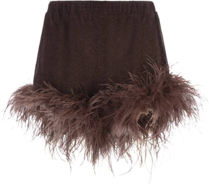 Oseree Bruine Plumage Lumiere Lurex Shorts Bruin Dames