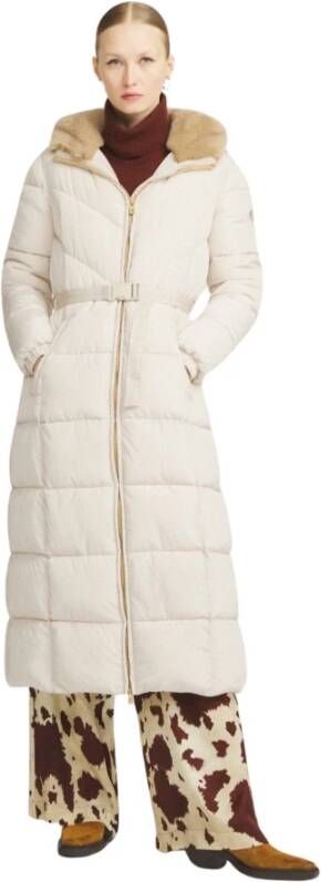 Ottod'Ame Beige Geriemde Lange Donsjas Beige Dames