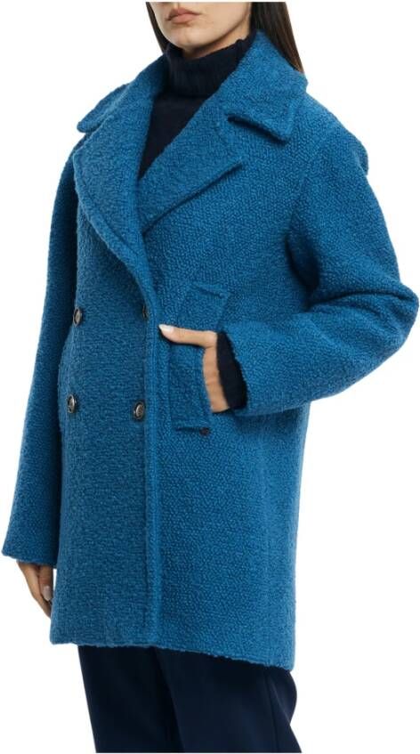 Ottod'Ame Dubbelbreasted wollen bouclé jas Blauw Dames