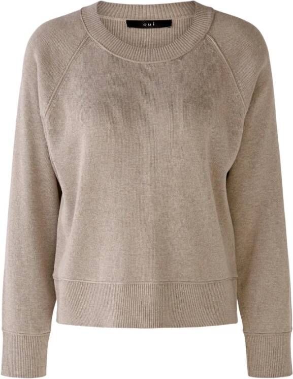 Oui Round-neck Knitwear Bruin Dames