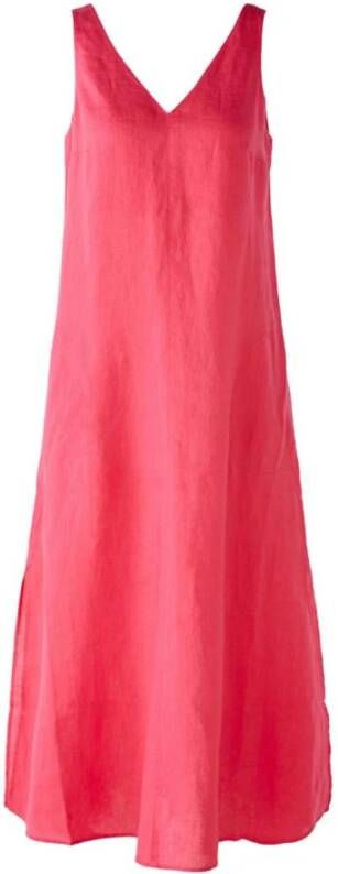 Oui roze midi-jurk in linnen Roze Dames