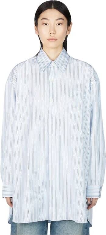 Our Legacy Pinstripe Popover Overhemd Blue Dames