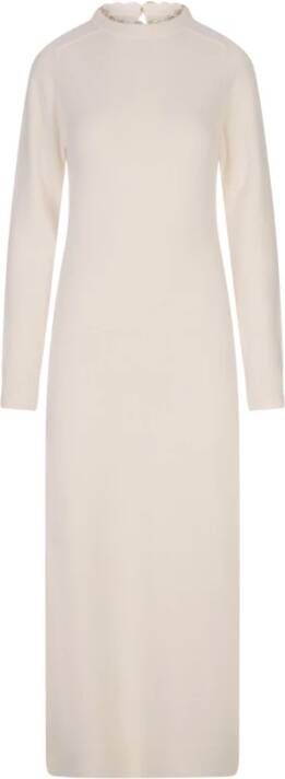 Paco Rabanne Elegante Witte Wolblend Jurk White Dames