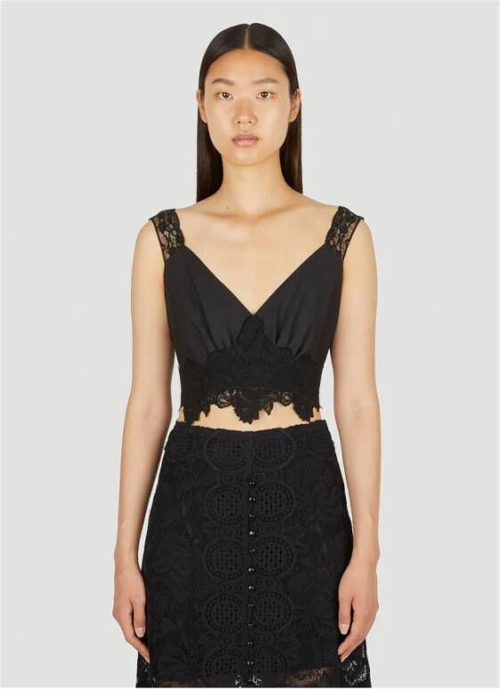 Paco Rabanne Kanten trim top Zwart Dames