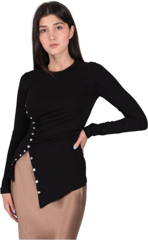 Paco Rabanne Lange mouwen T-shirt met ronde hals Zwart Dames