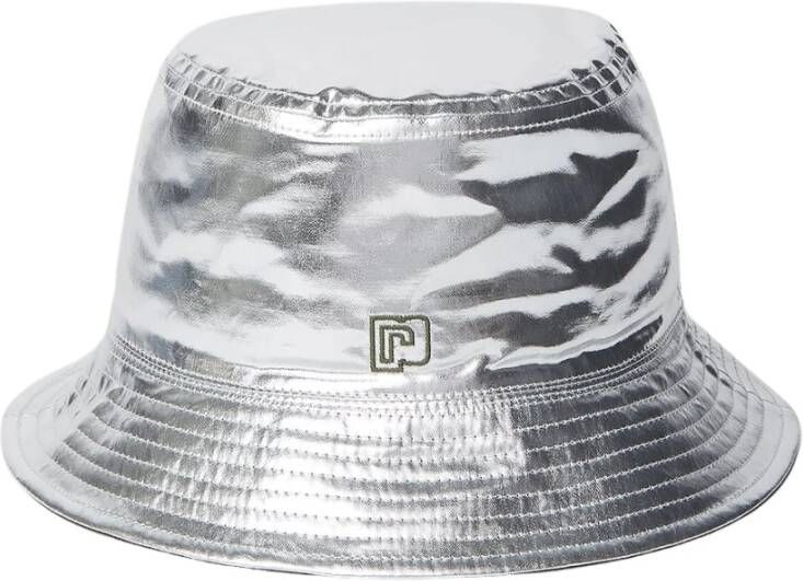 Paco Rabanne Metallic Bucket Hat met Logo Borduursel Grijs Dames