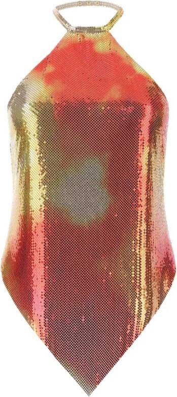 Paco Rabanne Multicolor Kettingmail Top Rood Dames