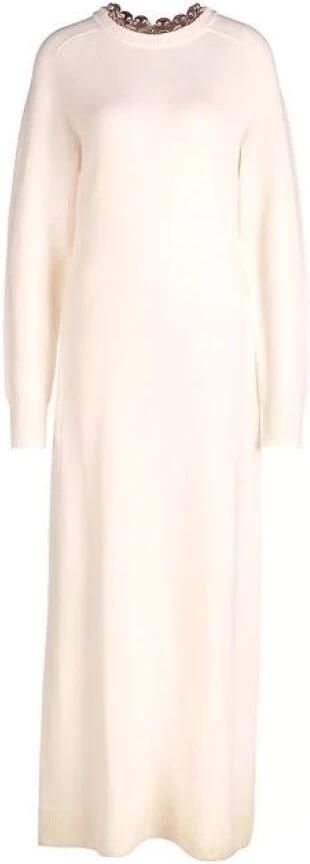Paco Rabanne Witte Gebreide Maxi Jurk White Dames