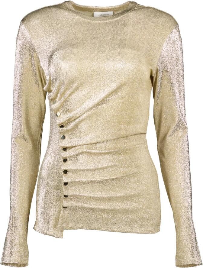 Paco Rabanne Glinsterende Metallic Gebreide Top Yellow Dames - Foto 3