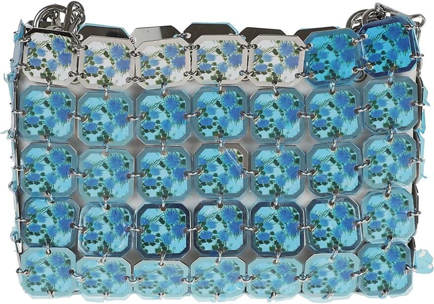 Paco Rabanne Metalen Portemonnee met Zilveren Bloemen Gray Dames