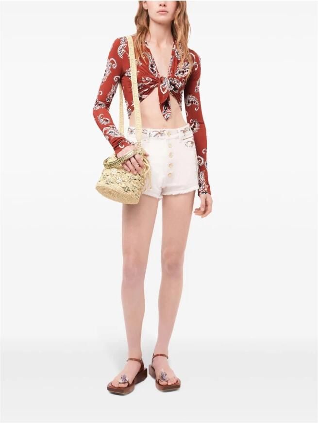 Paco Rabanne Natuurlijke Raffia Schoudertas met Kettinghandvat Beige Dames - Foto 4
