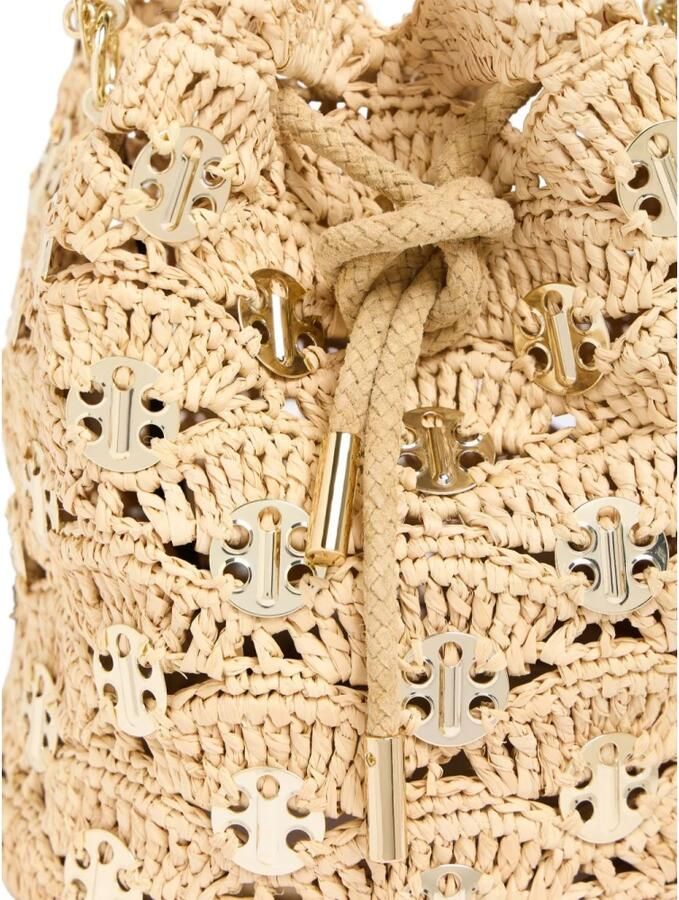 Paco Rabanne Natuurlijke Raffia Schoudertas met Kettinghandvat Beige Dames - Foto 2