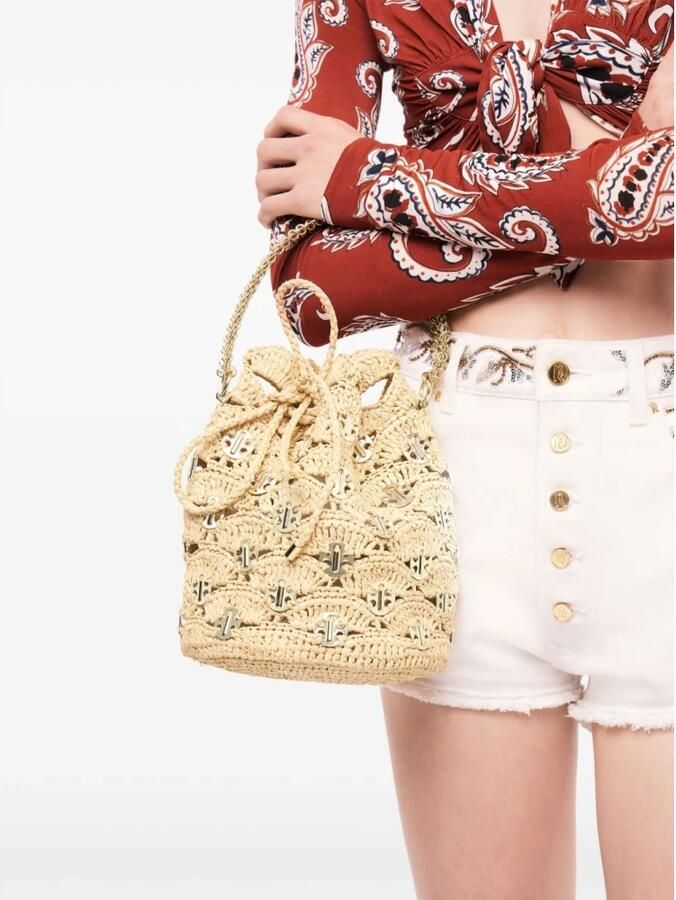 Paco Rabanne Natuurlijke Raffia Schoudertas met Kettinghandvat Beige Dames - Foto 3