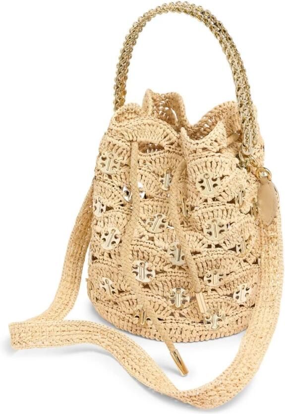 Paco Rabanne Natuurlijke Raffia Schoudertas met Kettinghandvat Beige Dames - Foto 5