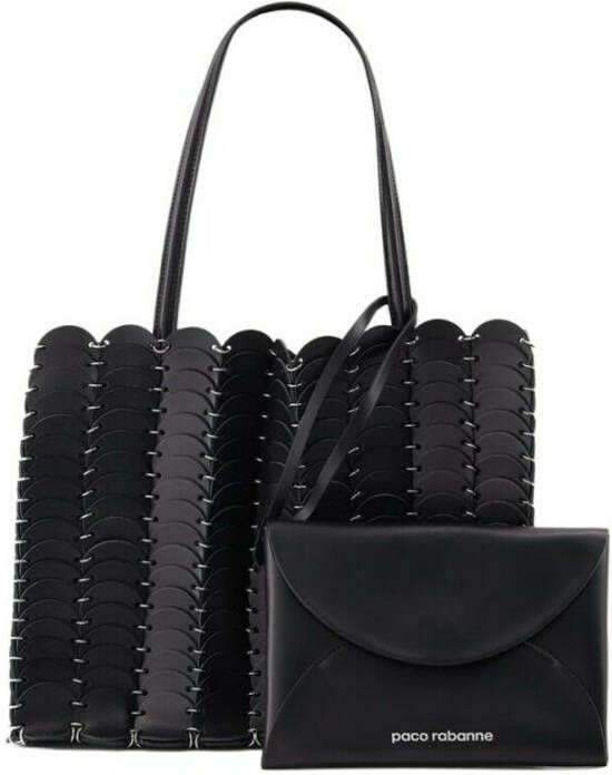 Paco Rabanne Pacoio Tote in Black Leather Zwart Dames