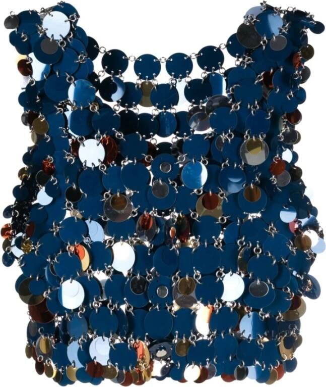 Paco Rabanne Stijlvolle mouwloze top met cropped lengte voor vrouwen Blauw Dames