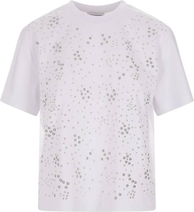 Paco Rabanne Witte Katoenen T-shirt met Stud Appliqué voor Dames White Dames