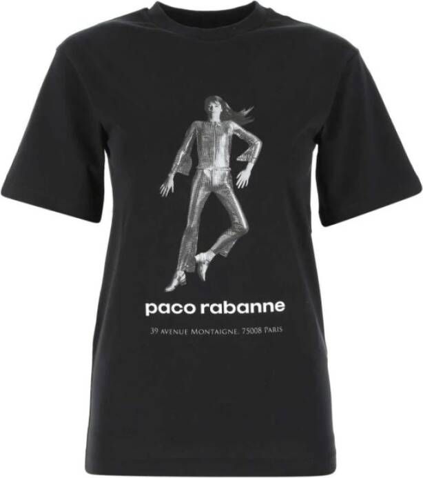 Paco Rabanne Zwart katoenen t-shirt Zwart Dames