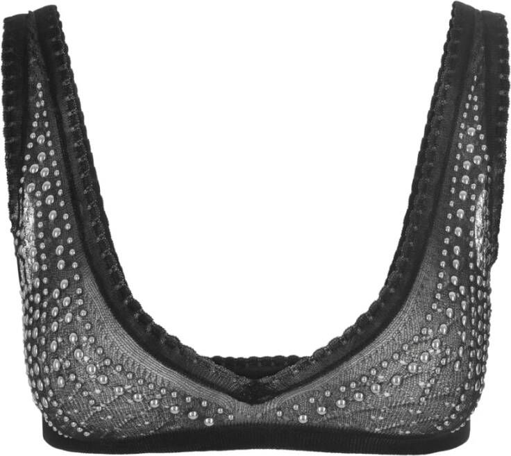 Paco Rabanne Zwarte Studs V-Hals Bh Zwart Dames
