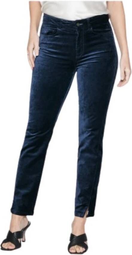 Paige Hoge taille rechte pasvorm fluwelen jeans Blauw Dames