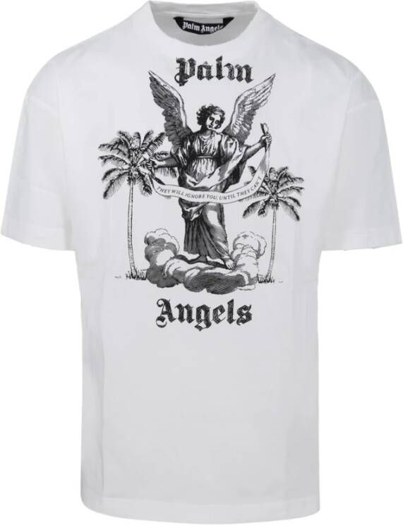 Palm Angels 0110 Wit Zwart University Tee Wit Heren