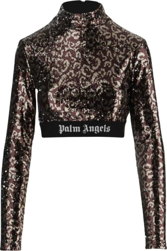 Palm Angels Animalier Paillet Crop Top Rood Dames