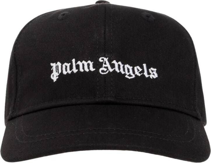 Palm Angels Zwarte Logo Geborduurde Hoeden Black Heren