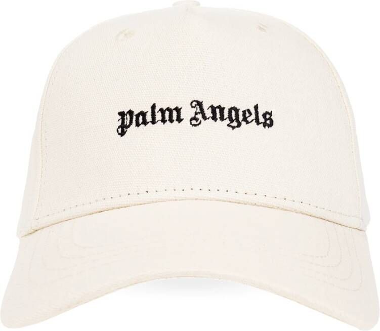 Palm Angels Logo-geborduurde Baseballpet Wit Zwart White Heren