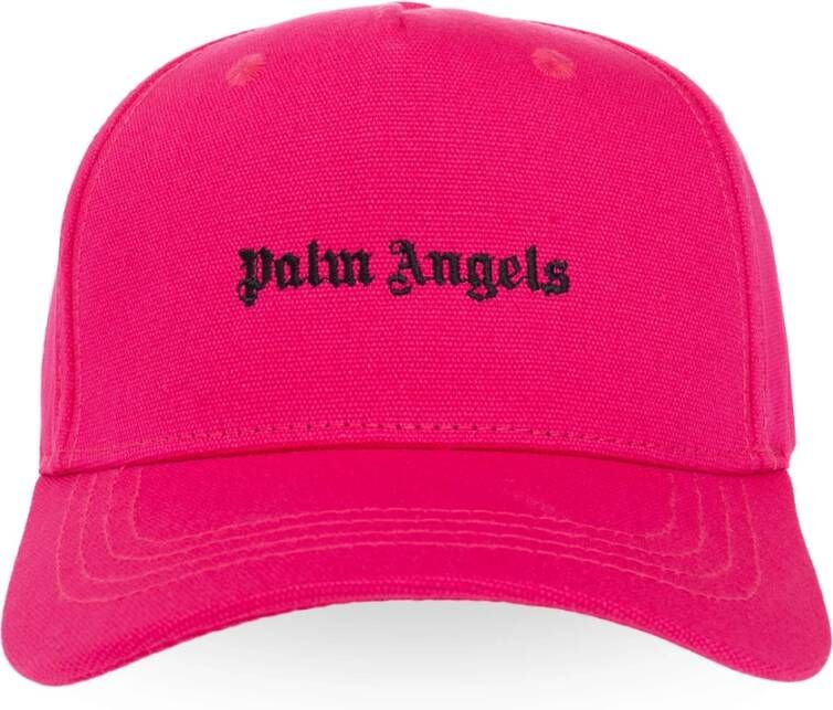 Palm Angels Fuchsia Logo Geborduurde Katoenen Hoed Pink Heren