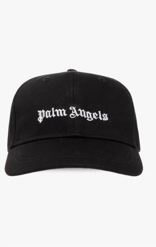 Palm Angels Zwarte Logo Geborduurde Hoeden Black Heren