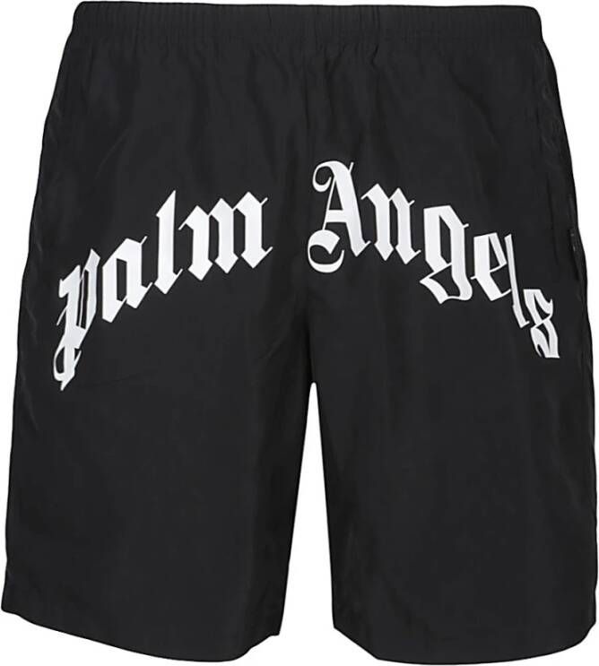 Palm Angels Zwarte gebogen logo zwembroek Black Heren