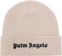 Palm Angels Contrasterende Logo Beanie Hoed Pink Dames - Thumbnail 1