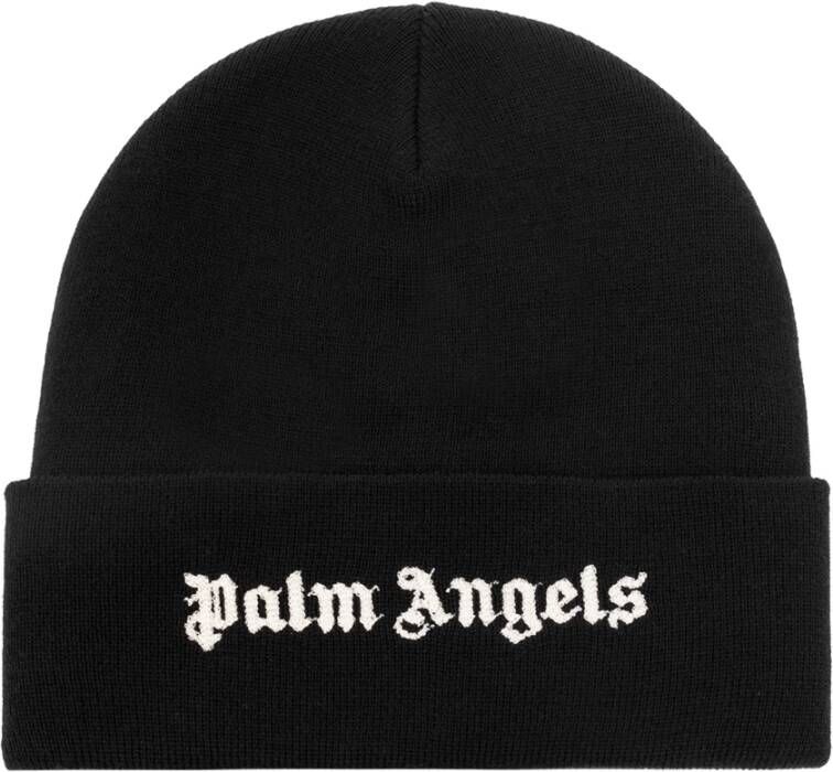Palm Angels Beanie met logo Zwart Dames