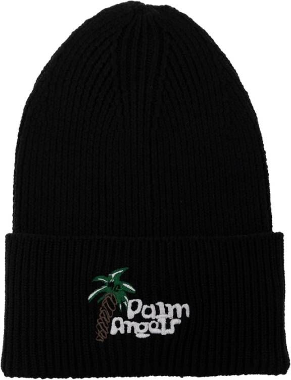 Palm Angels Sketchy Palm Tree Logo Beanie Black