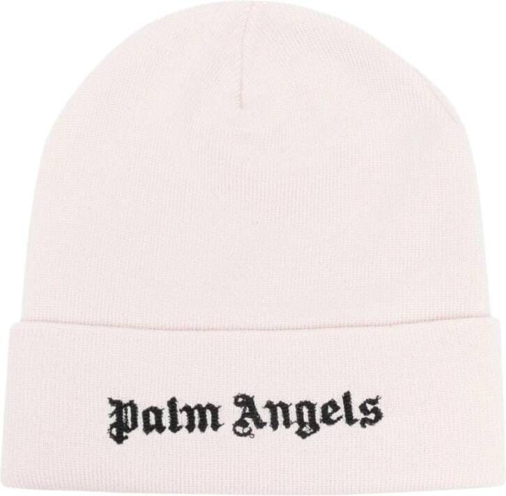 Palm Angels Contrasterende Logo Beanie Hoed Pink Dames