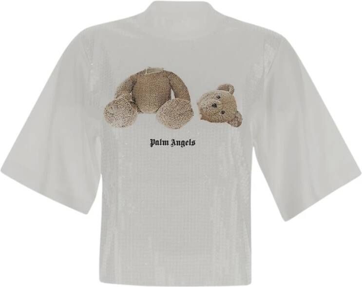 Palm Angels Bear T-Shirt Trendy Stijl voor Vrouwen White Dames