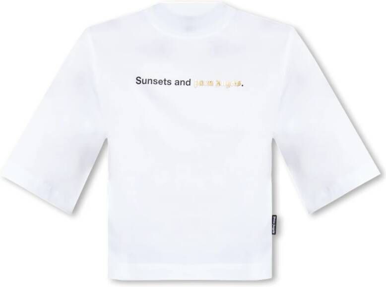 Palm Angels Sunsets-print Jersey T-shirt Upgrade je casual garderobe Zwart Dames