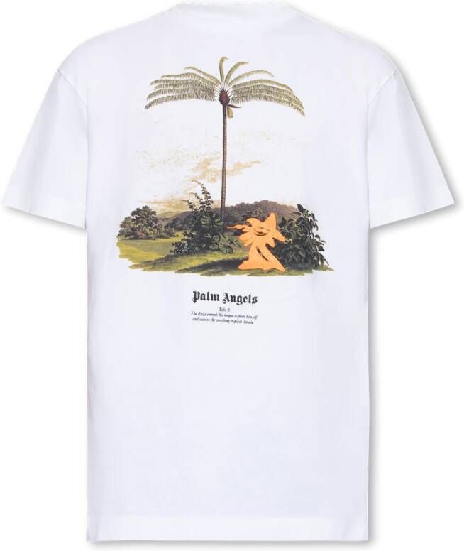 Palm Angels Bedrukt T-shirt Wit Heren
